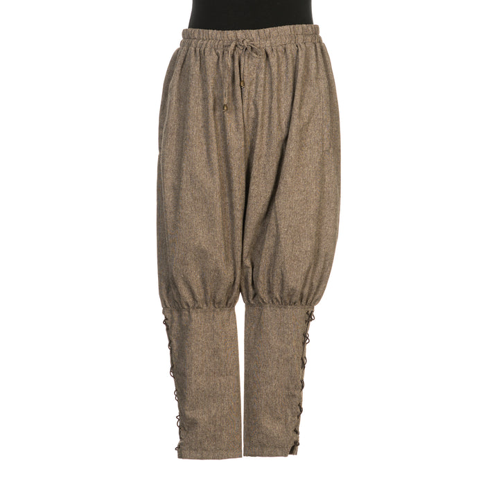 Medieval Viking Pants - Brown Wool Mix Trousers with Braiding - Chows Emporium Ltd