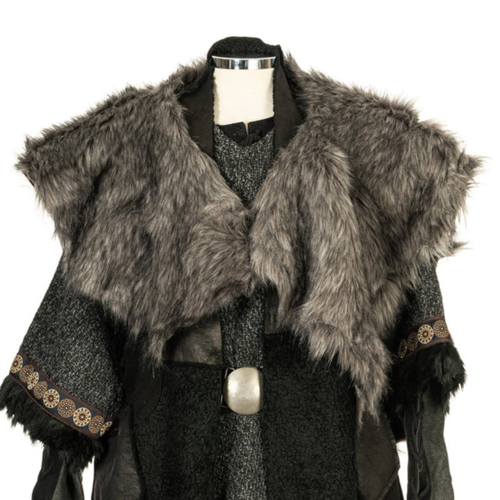 Ocean Druid LARP Outfit - 2 Pieces; Wrap-Around Hood with Faux Fur Mantle - Chows Emporium Ltd