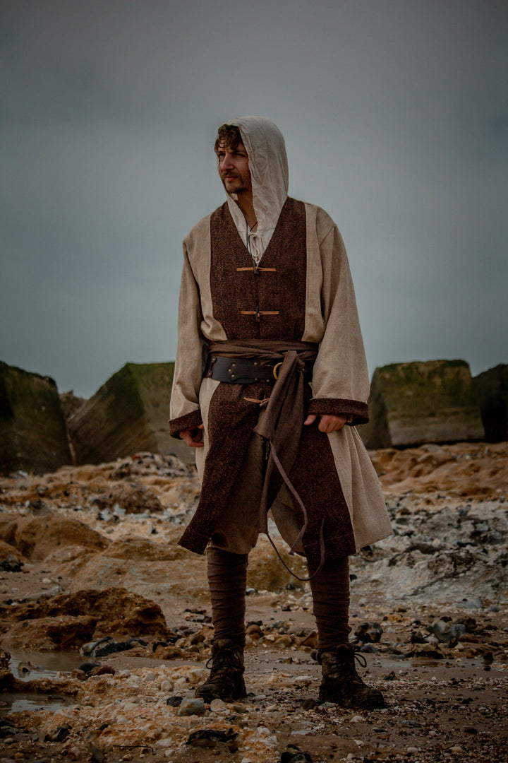 LARP Kapuzenshirt - Weiße Baumwolle passend für Renaissance Faire, Piraten Cosplay