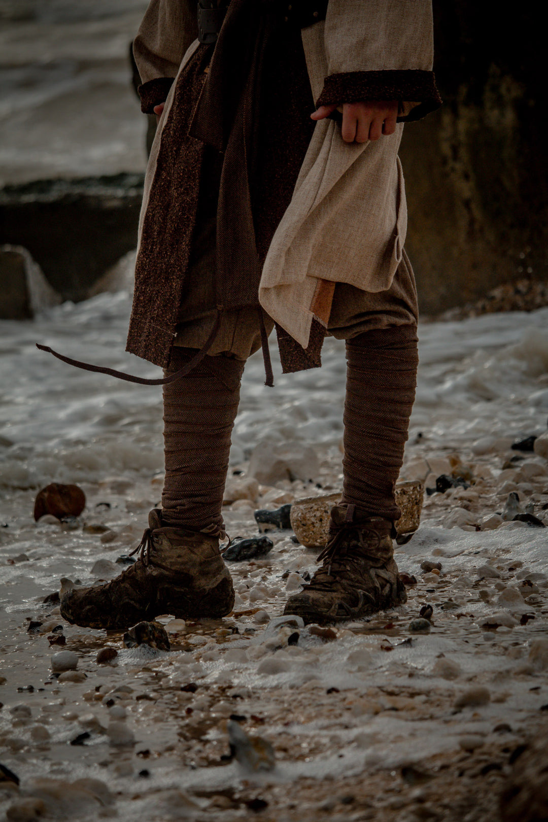 Brown Herringbone Wool Leg Wraps