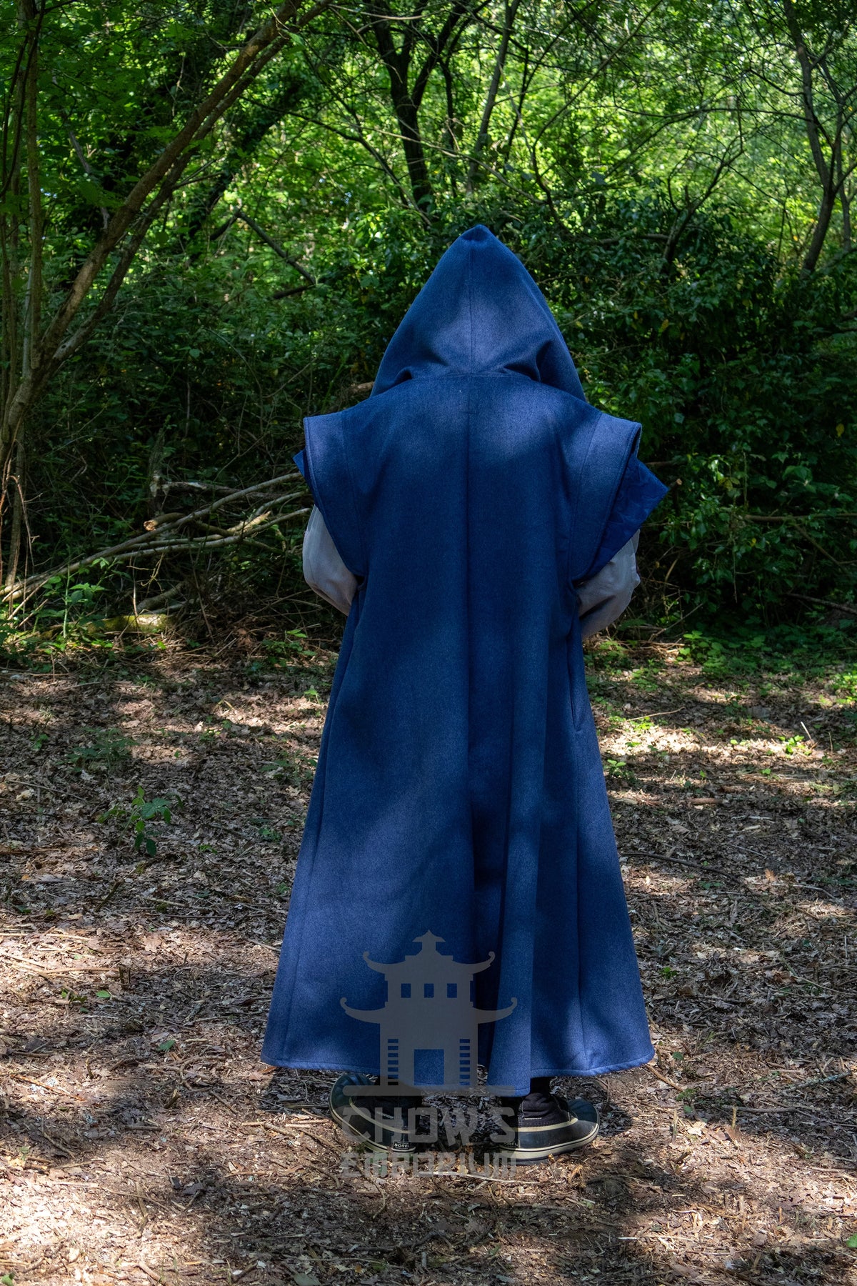 Medieval Hooded Sleeveless Robe in Blue