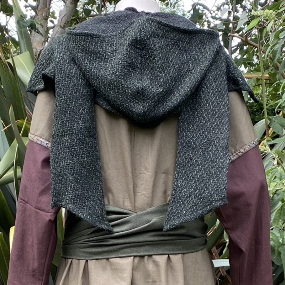 Green Wool Scarf Hood