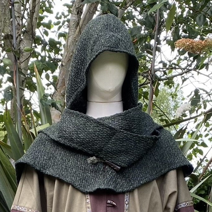 Green Wool Scarf Hood