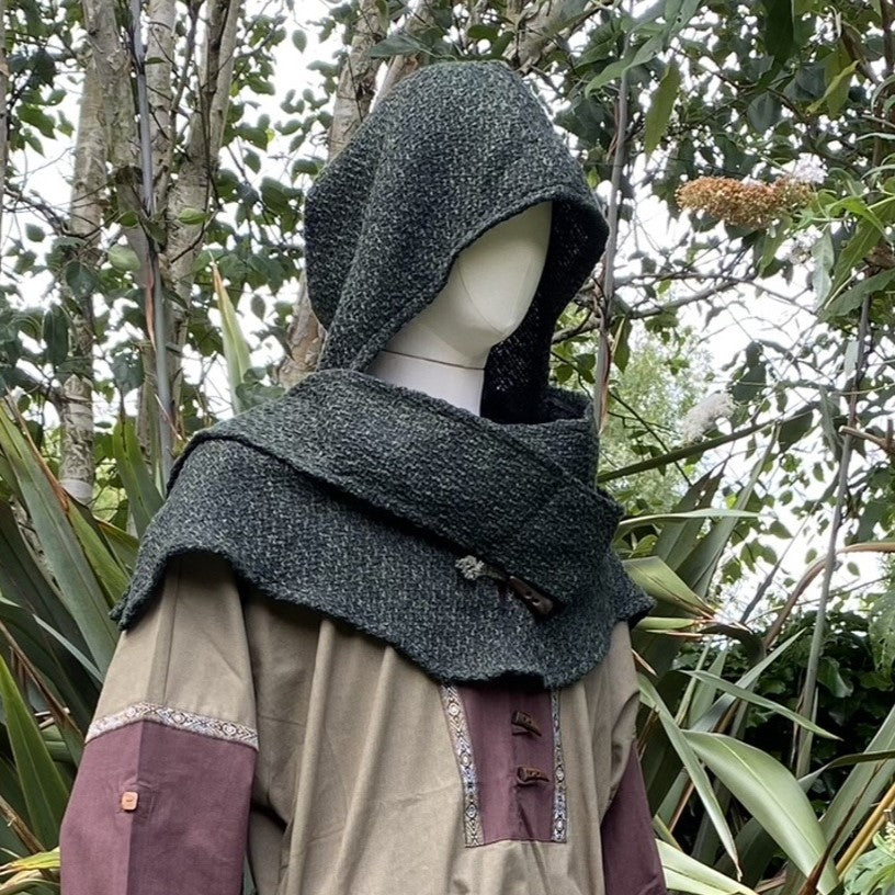 Green Wool Scarf Hood