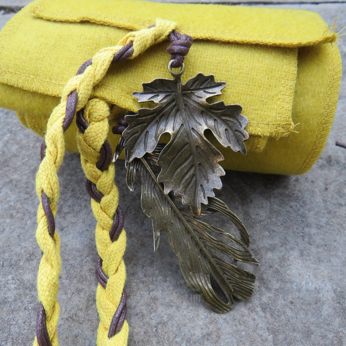 Ochre Wool Decorated Sash