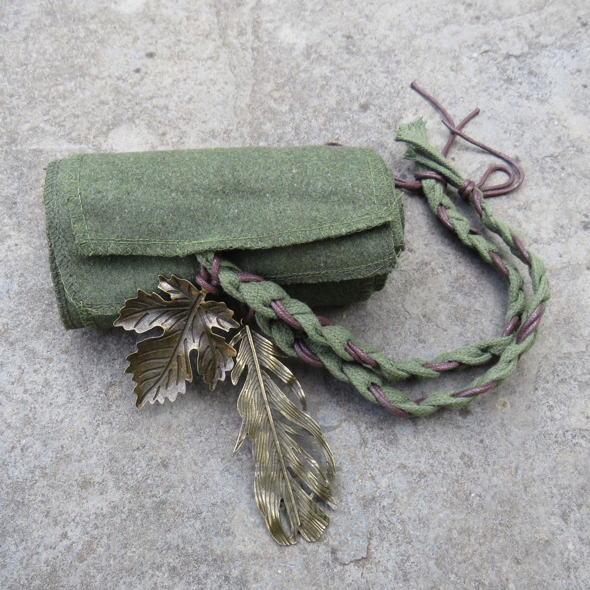 Green Wool Decorated Sash