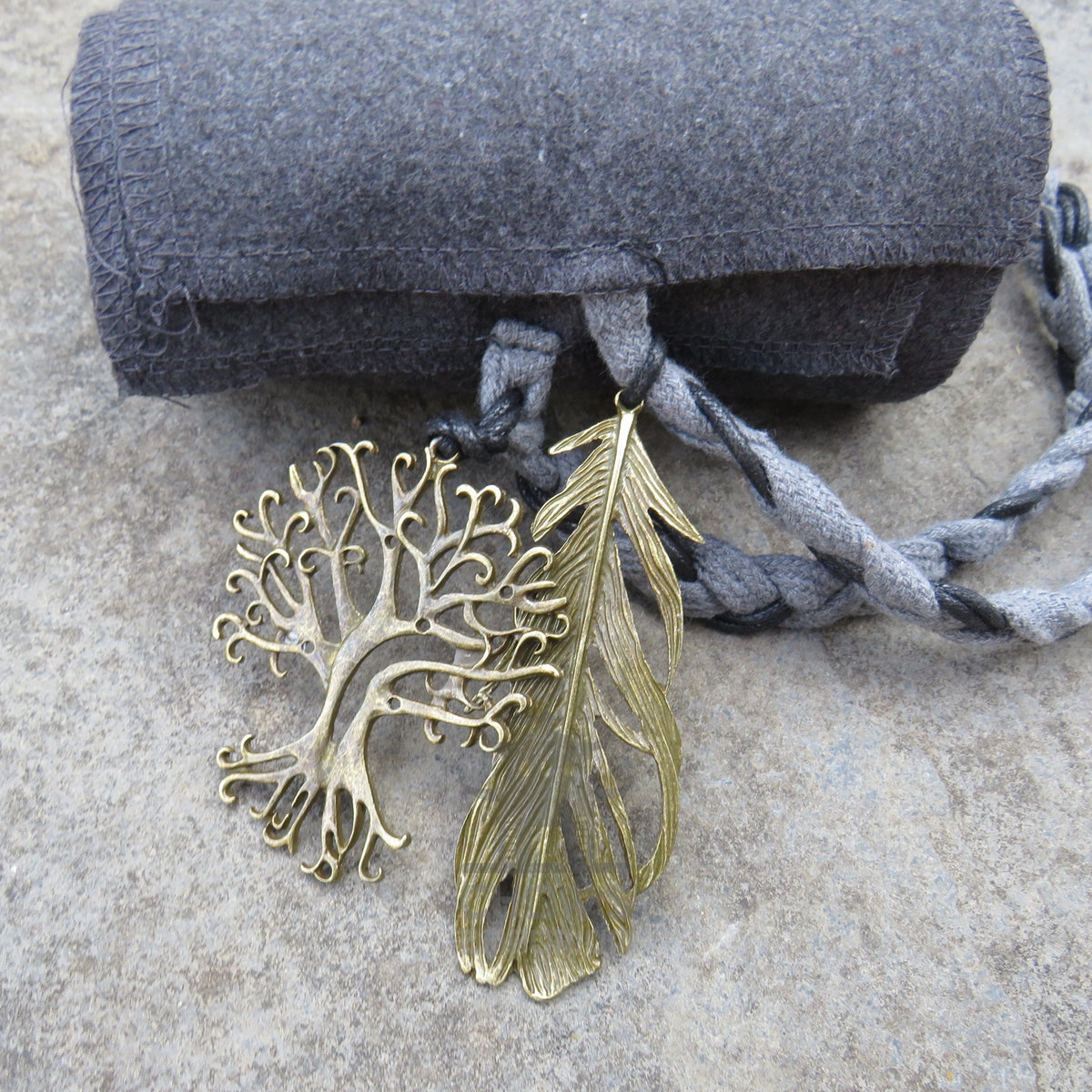 Dark Grey Wool Decorated Sash