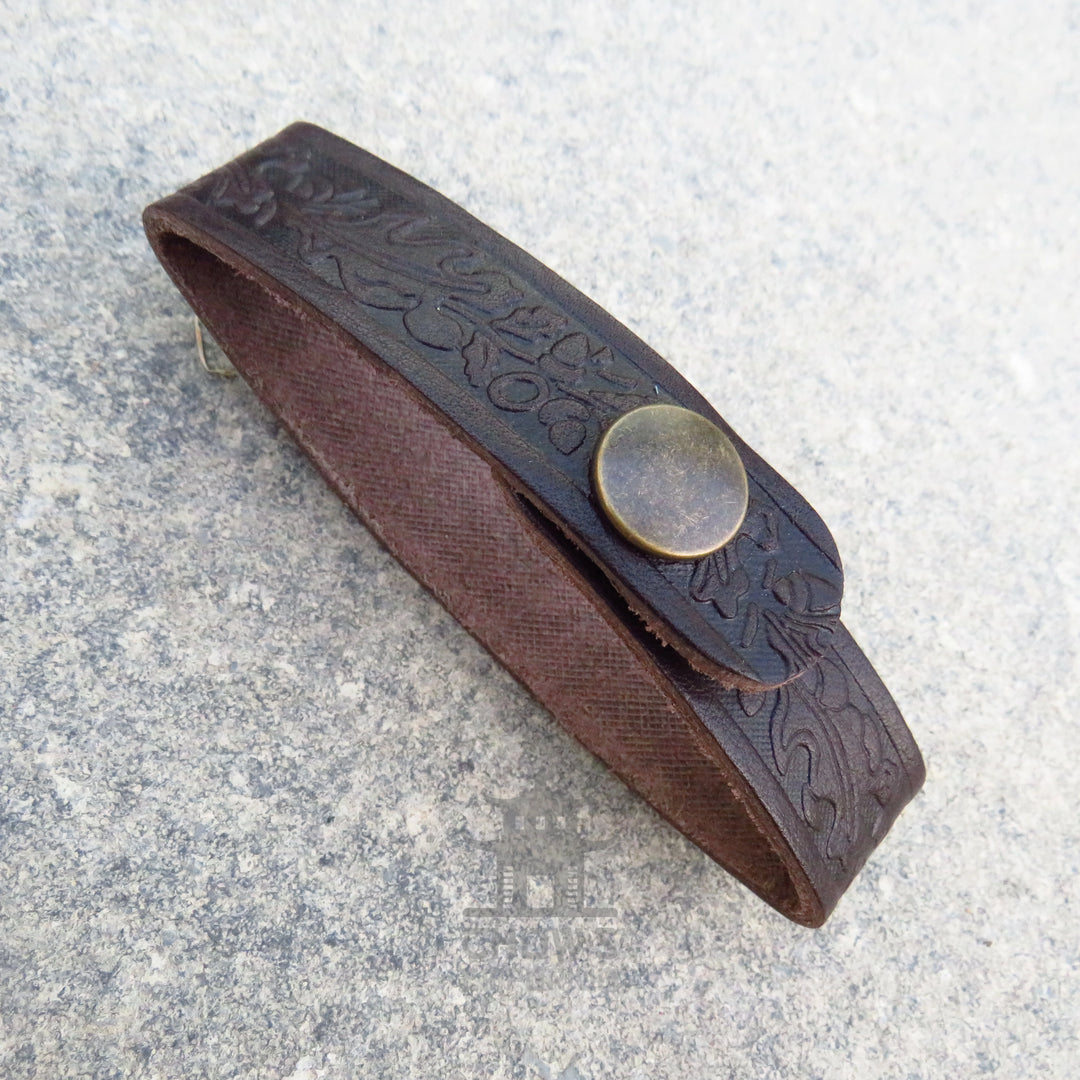 Leather Tankard Loop in 5 colours- Leaf Pattern