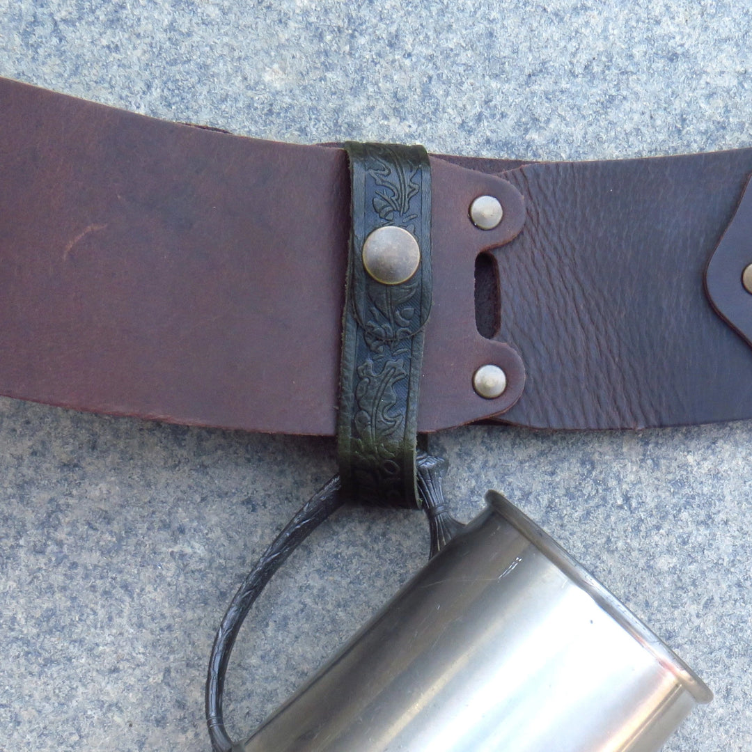 Leather Tankard Loop in 5 colours- Leaf Pattern