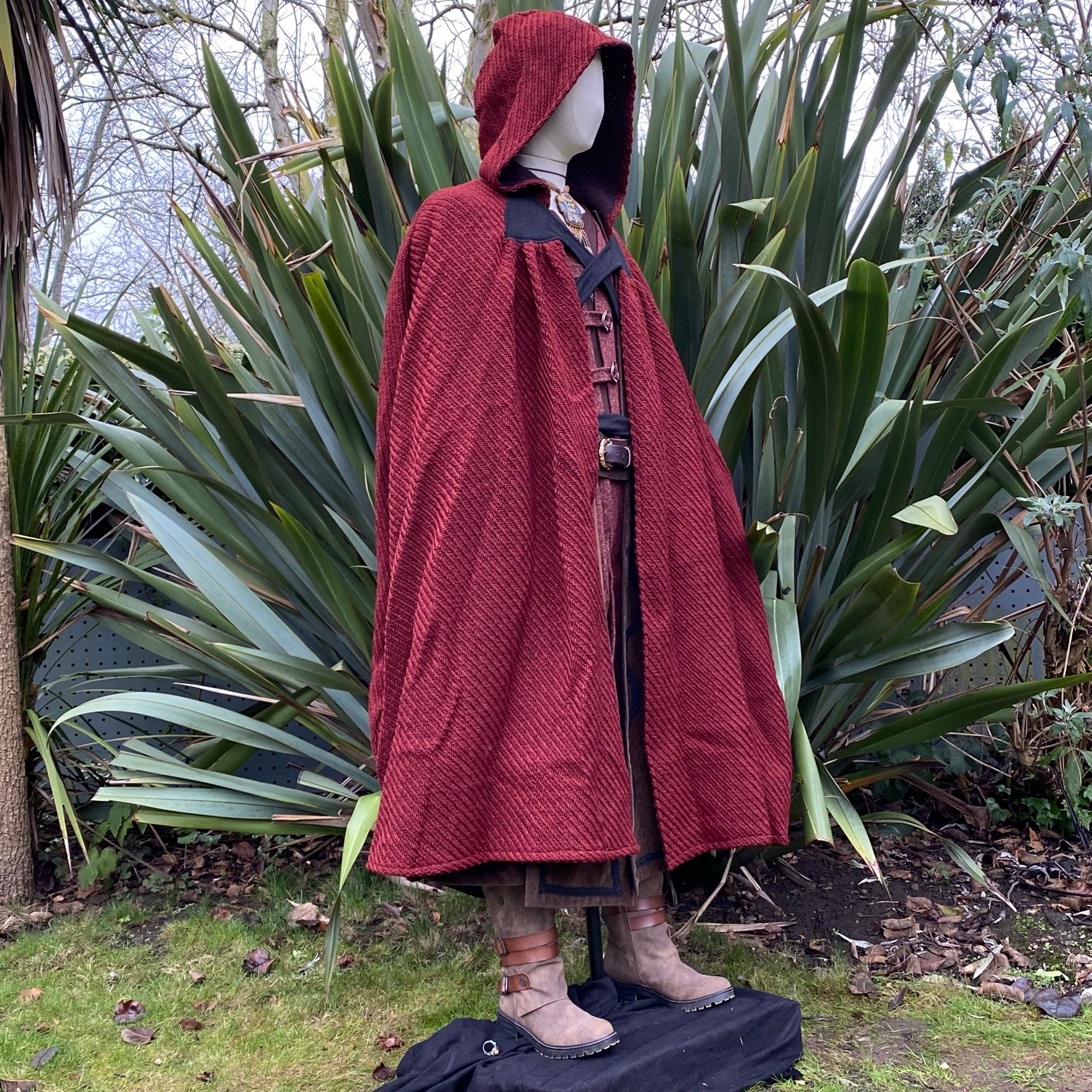 Fur cloak with clearance hood