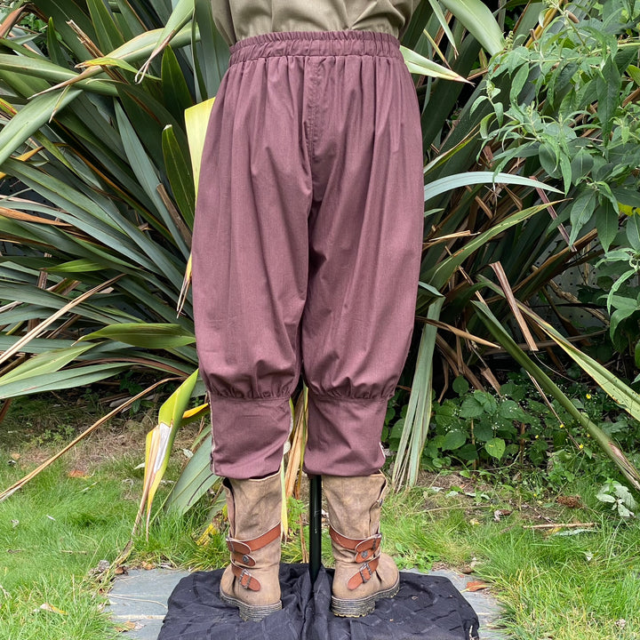 Medieval Viking Pants - Brown Cotton Trousers with Braiding - Chows Emporium Ltd