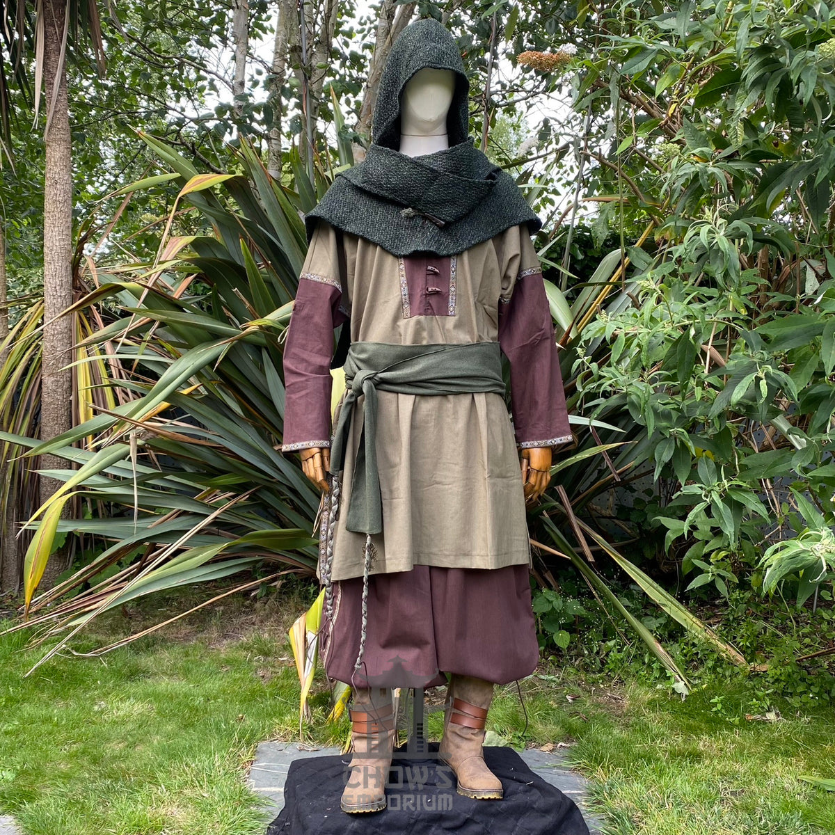 Green Wool Scarf Hood