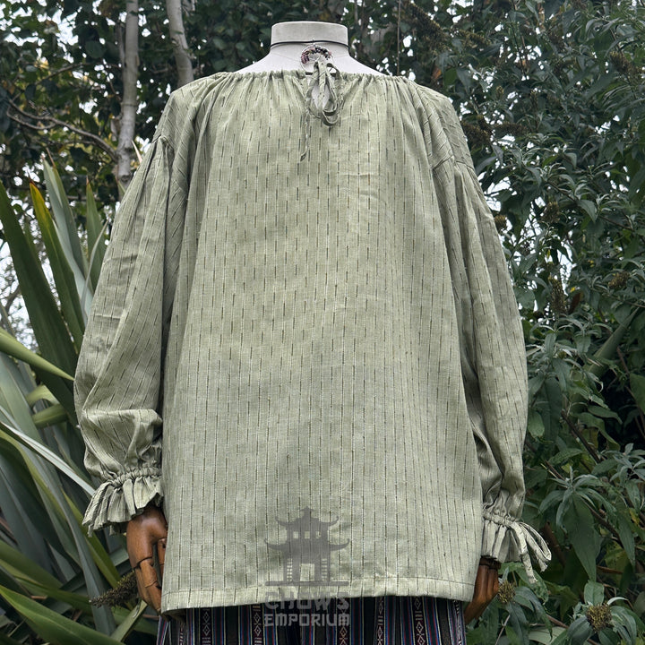 Medieval Shirt Round Neck in Green Cotton