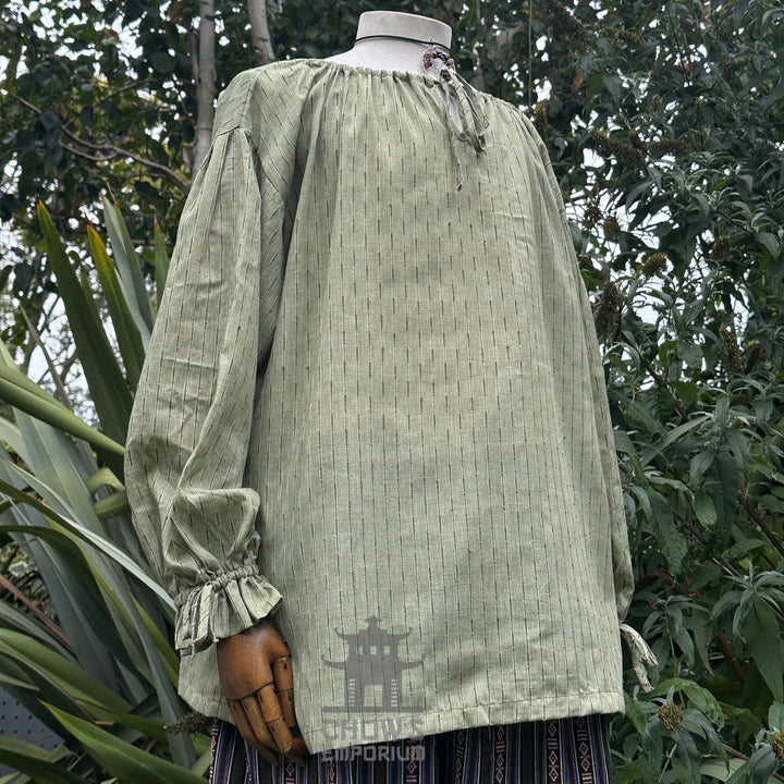 Medieval Shirt Round Neck in Green Cotton