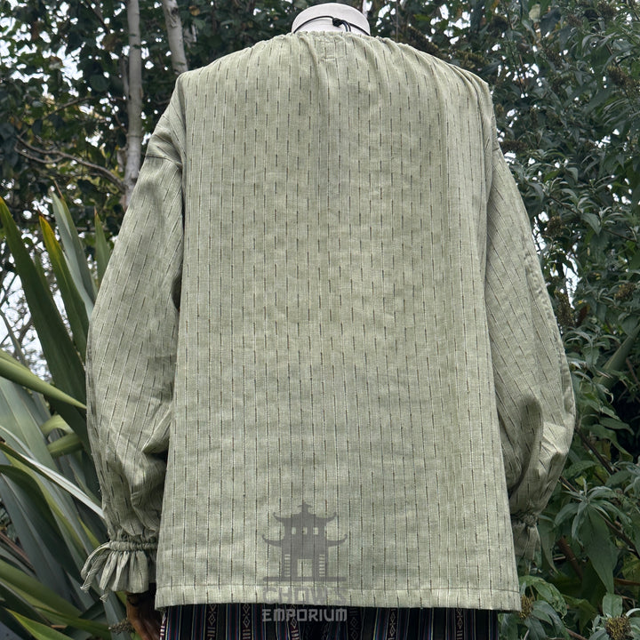 Medieval Shirt Round Neck in Green Cotton