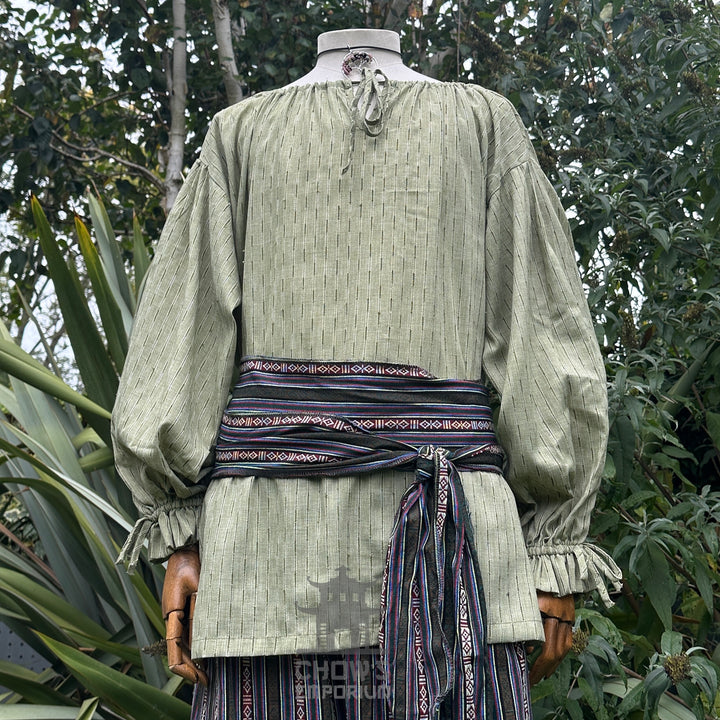 Medieval Shirt Round Neck in Green Cotton