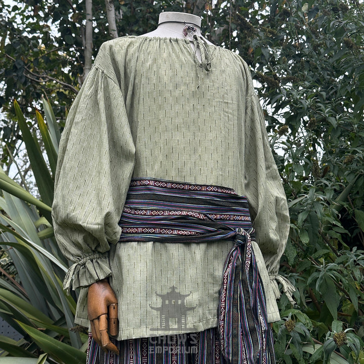 Medieval Shirt Round Neck in Green Cotton