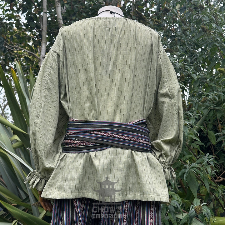 Medieval Shirt Round Neck in Green Cotton