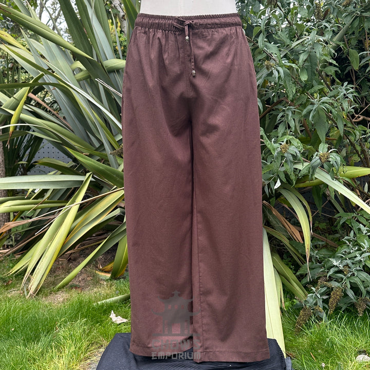 Brown Cotton Medieval Straight Leg Pants