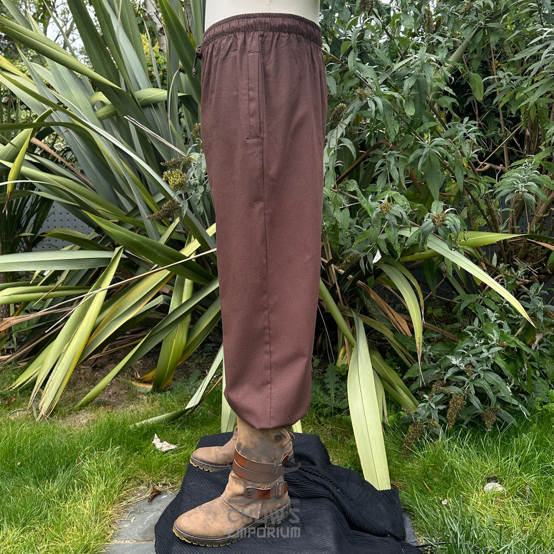 Brown Cotton Medieval Straight Leg Pants