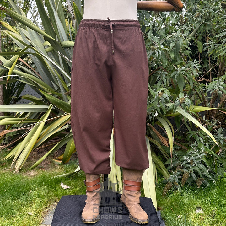 Brown Cotton Medieval Straight Leg Pants