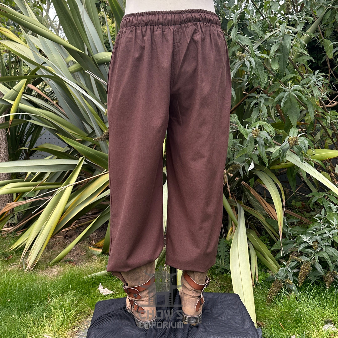Brown Cotton Medieval Straight Leg Pants