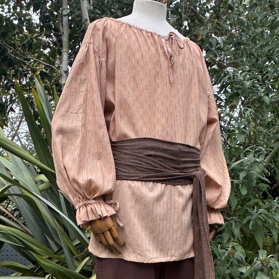 Medieval Shirt Round Neck in Tan Cotton