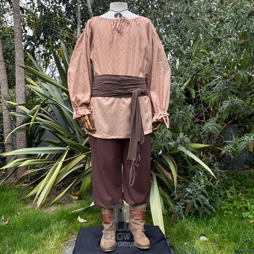 Medieval Shirt Round Neck in Tan Cotton