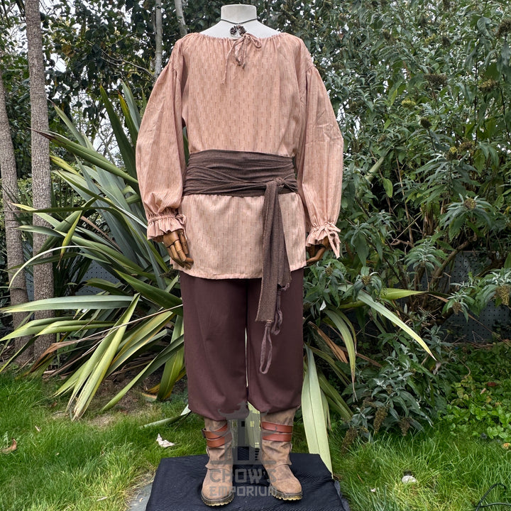Medieval Shirt Round Neck in Tan Cotton
