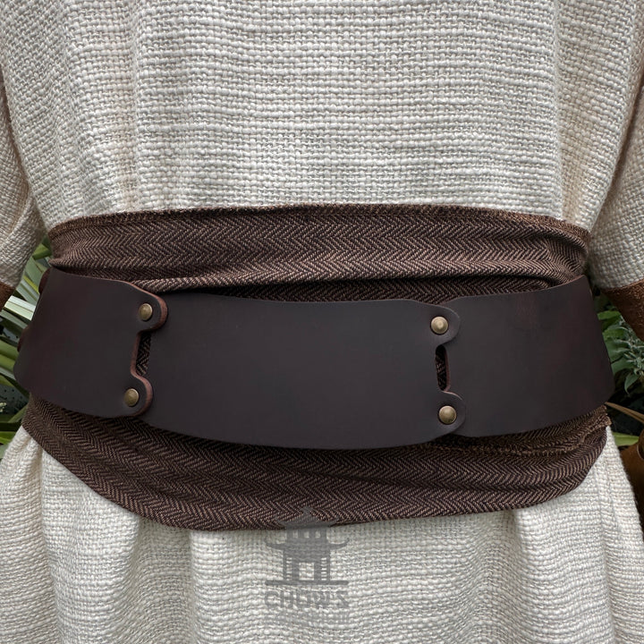 White & Brown Woven Medieval Tunic
