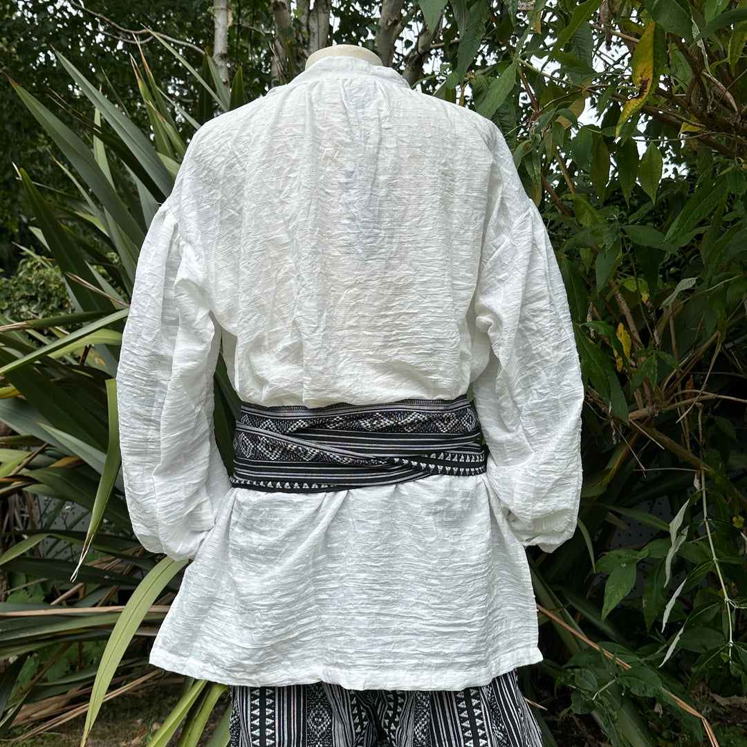 2 Piece Black & White Pattern Outfit (Trousers & Sash)