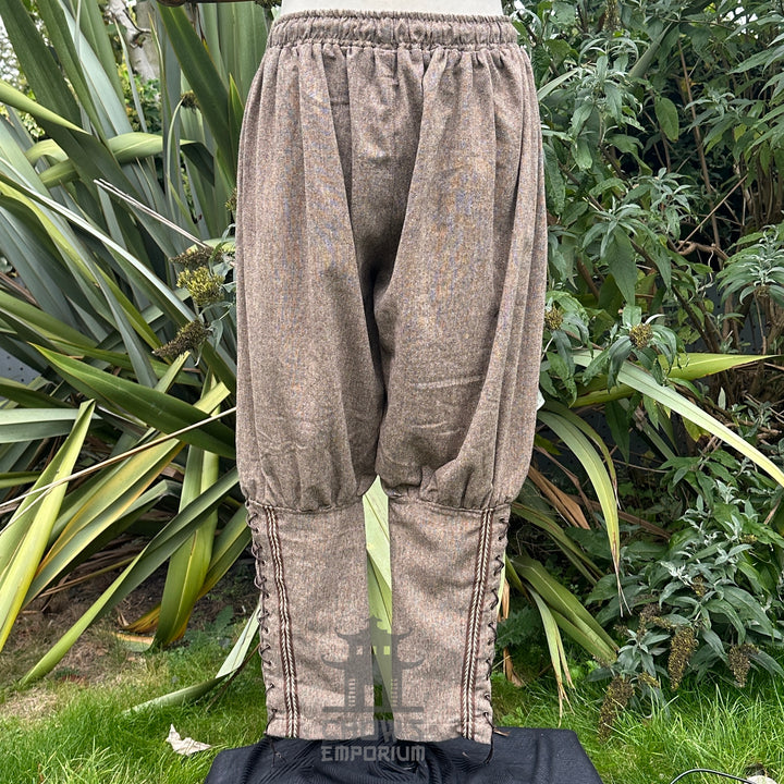 woolen Viking trousers with braid trim for fantasy wear