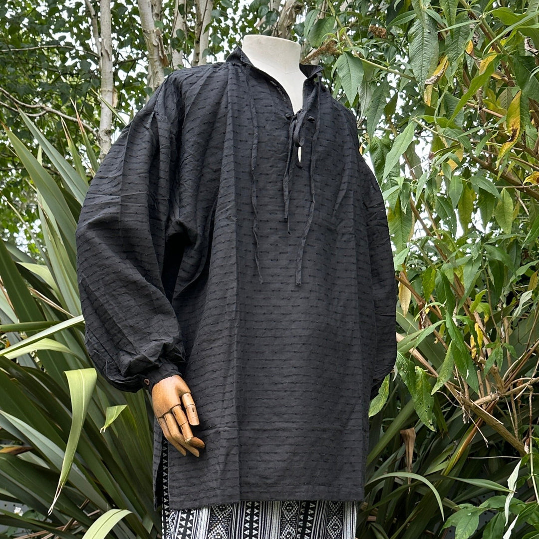 Chemise Viking LARP - Vert ardoise bicolore et noir - Mélange de coton léger