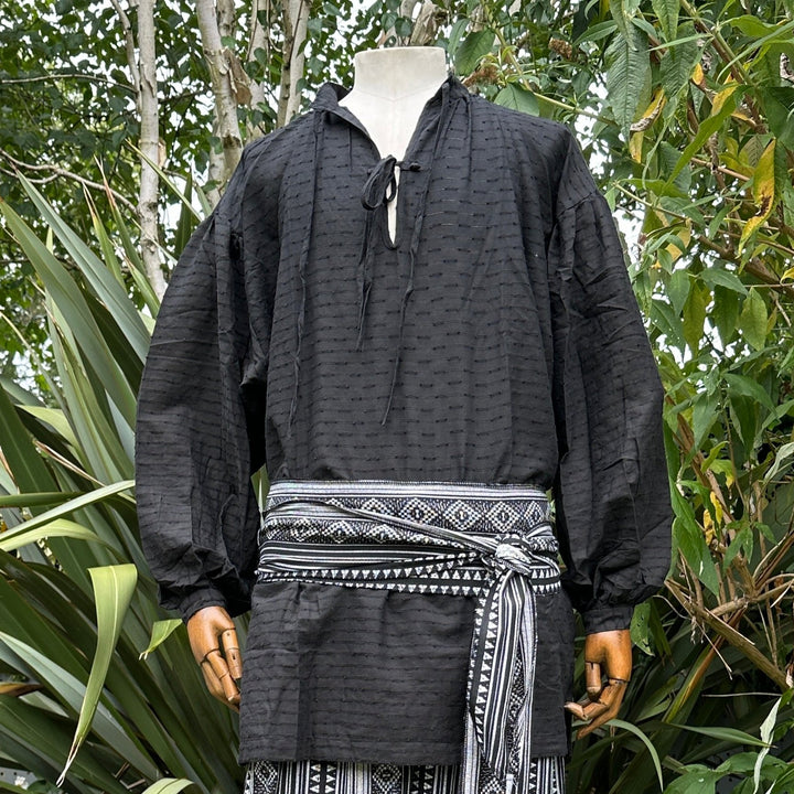 Chemise Viking LARP - Vert ardoise bicolore et noir - Mélange de coton léger