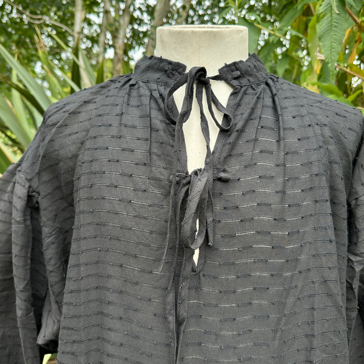 Textured Black Cotton Noble Shirt