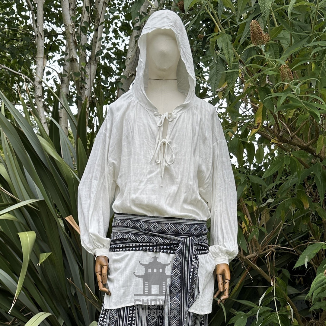 LARP Basic Outfit - 3 Pieces White & Black (Shirt, Trousers and Sash)