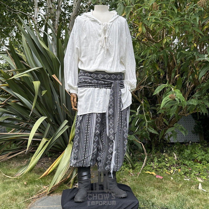 LARP Basic Outfit - 3 Pieces White & Black (Shirt, Trousers and Sash)