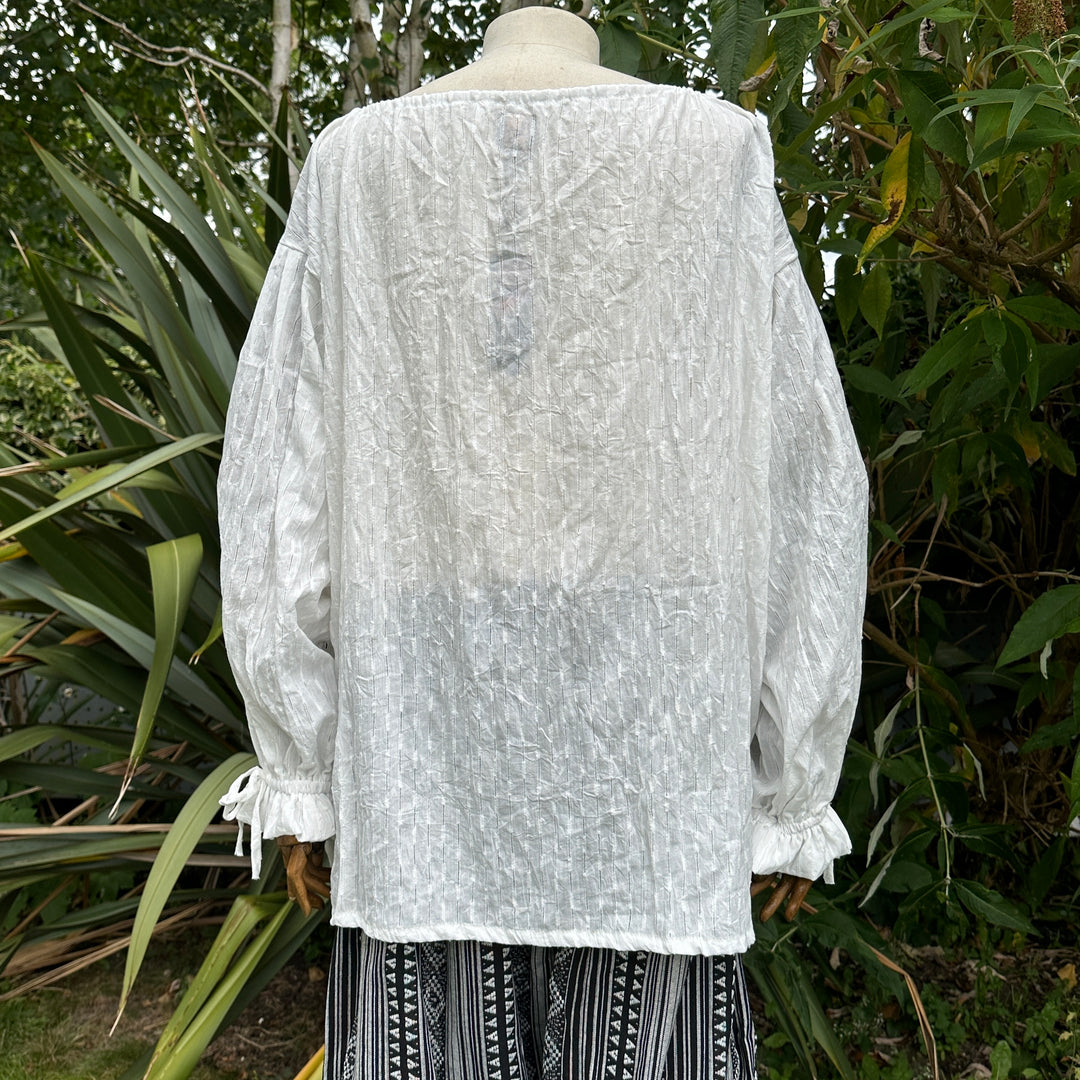 Textured White Cotton Renaissance Shirt