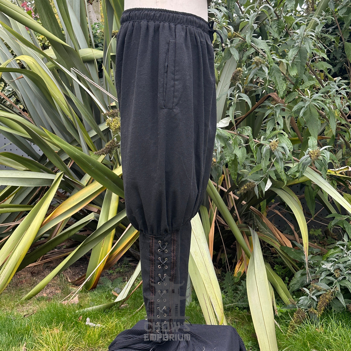 wool viking pants styled for reenactment or LARP.