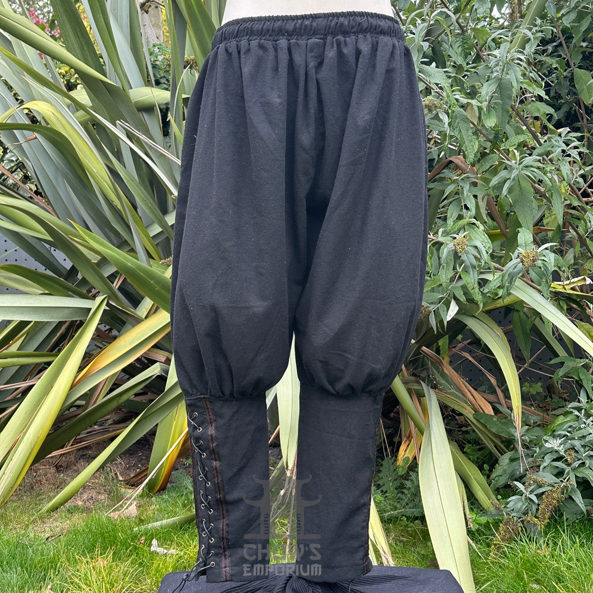 sturdy wool trousers for Viking costume with braid.