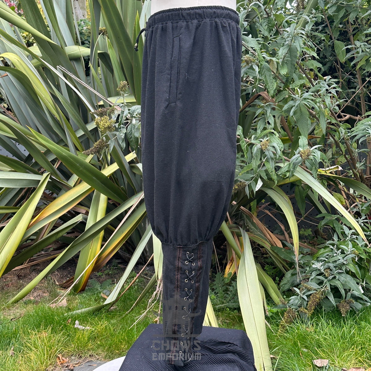 black braided wool pants for fantasy or medieval outfit.