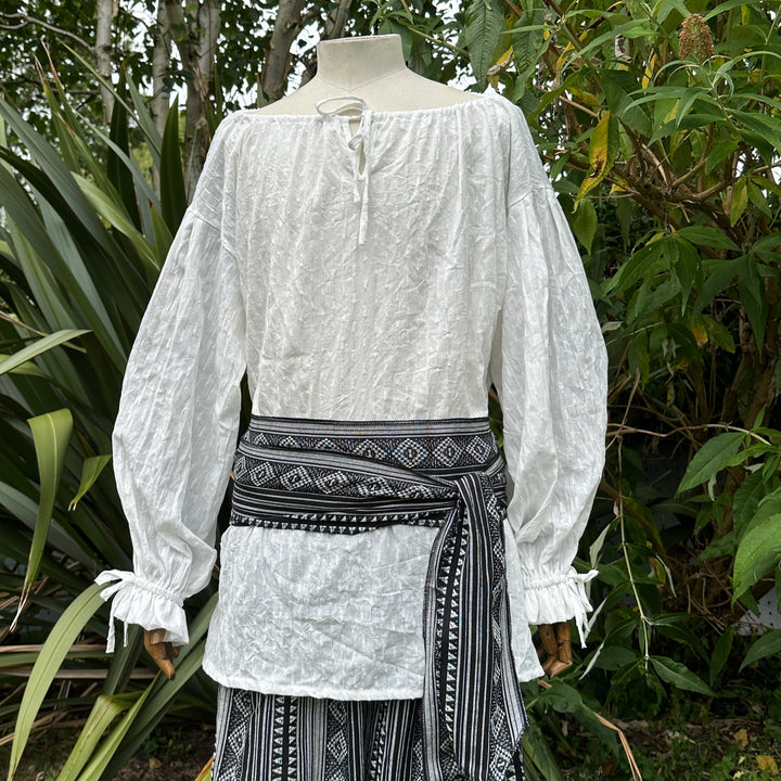 Textured White Cotton Renaissance Shirt