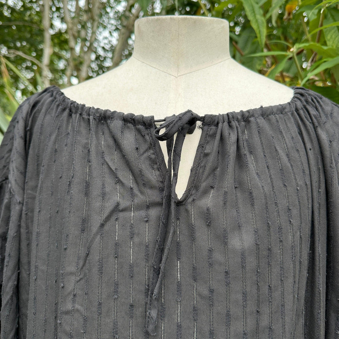 Textured Black Cotton Renaissance Shirt