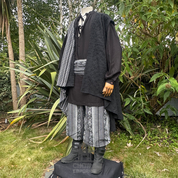 Pirate Panel Waistcoat and Sash in Black & White