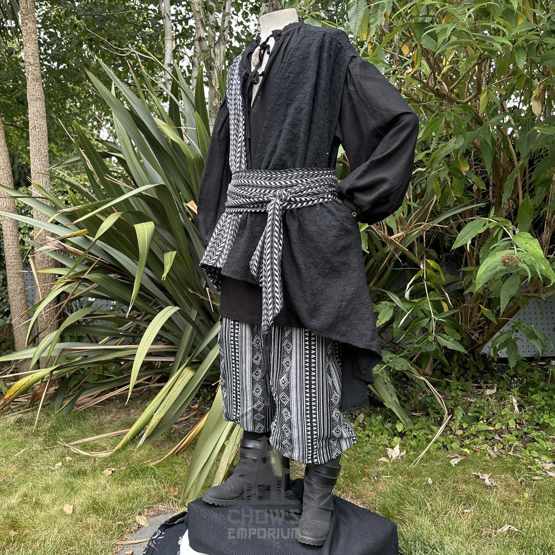 Pirate Panel Waistcoat and Sash in Black & White