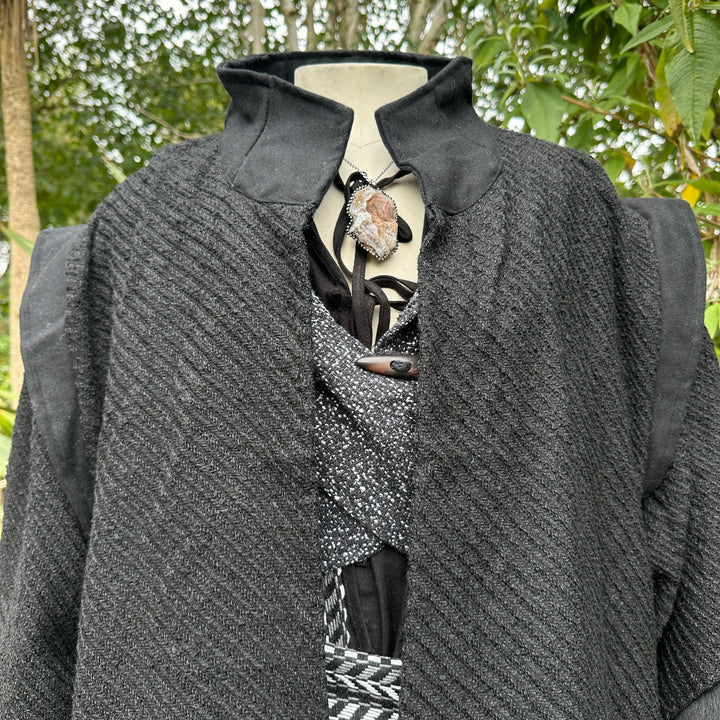 Black Robe with High Collar