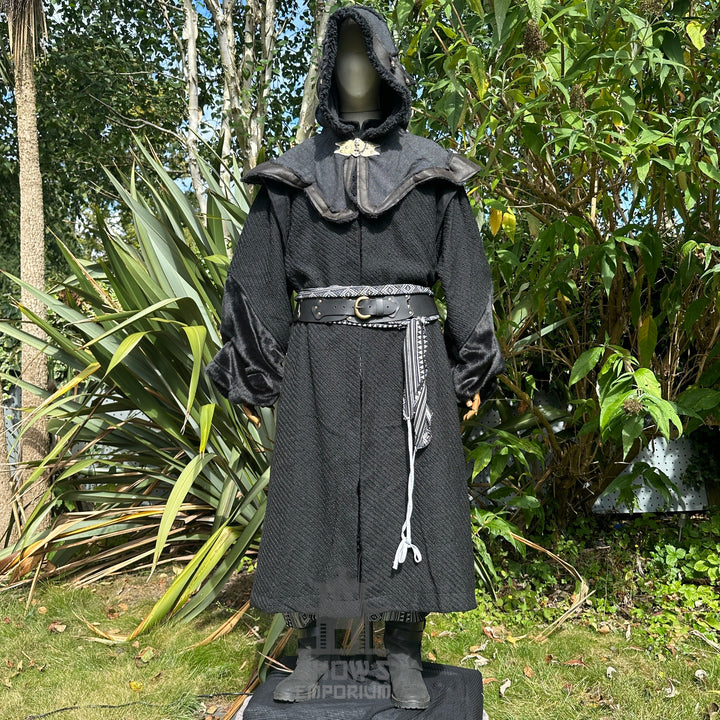 Dark Master LARP Set - 5 Pieces (Robe, Layer Hood, Arm Wraps, Belt, Sash)