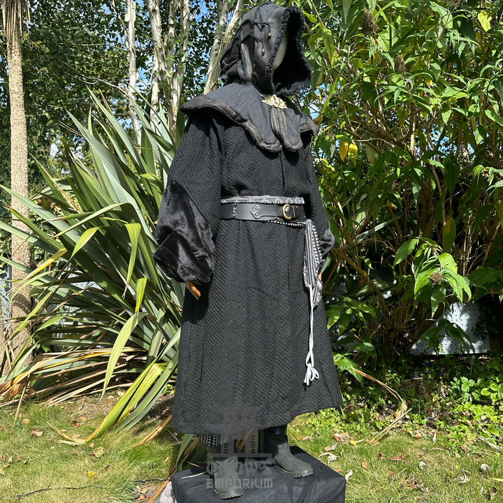 Dark Master LARP Set - 5 Pieces (Robe, Layer Hood, Arm Wraps, Belt, Sash)