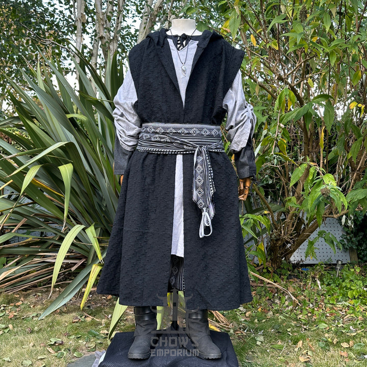 Viking Lord LARP Set - 3 pieces (Hooded Sleeveless Robe, Tunic, Sash)