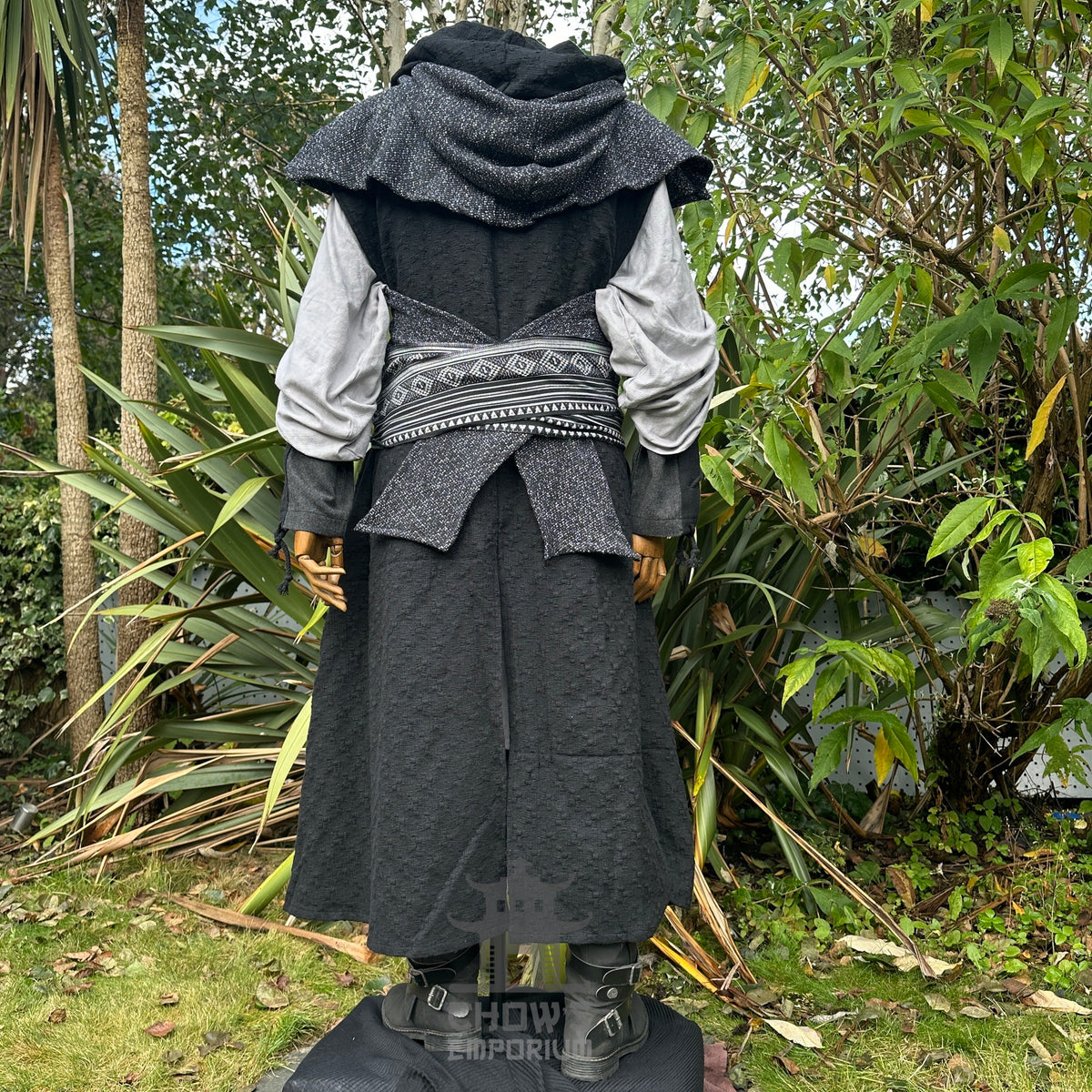 The Spellcaster LARP Set - 5 pieces (Hooded Sleeveless Robe, Hood, Shirt, Trousers, Sash)